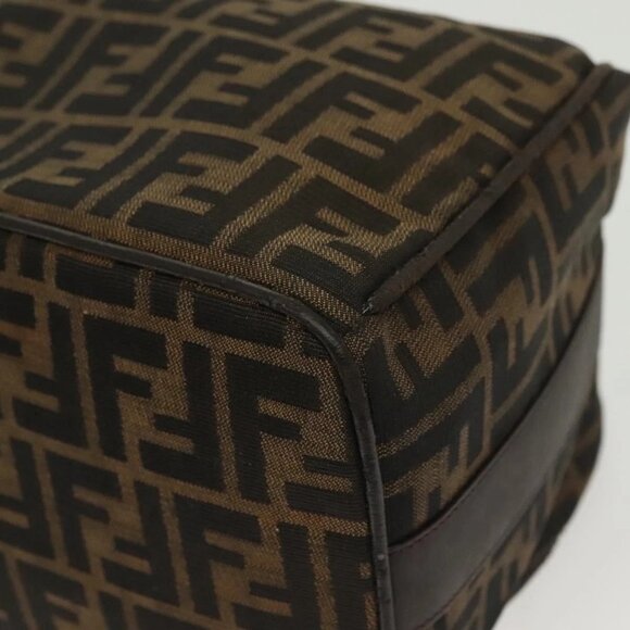FENDI Zucca Canvas Vanity Pouch Black Brown Silver Auth bs29279 - Picture 4 of 16